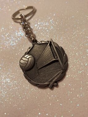Volleyball Wreath Medal Silver With Keychain 2.5" Vintage Year 1999